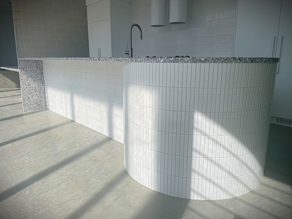 Laucna House Kitchen Bench Tiling